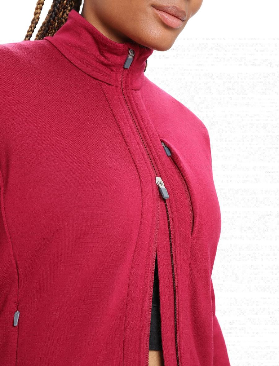 Cherry Icebreaker Merino Quantum III Long Sleeve Zip Women's Hoodie | AU 1680MQZA